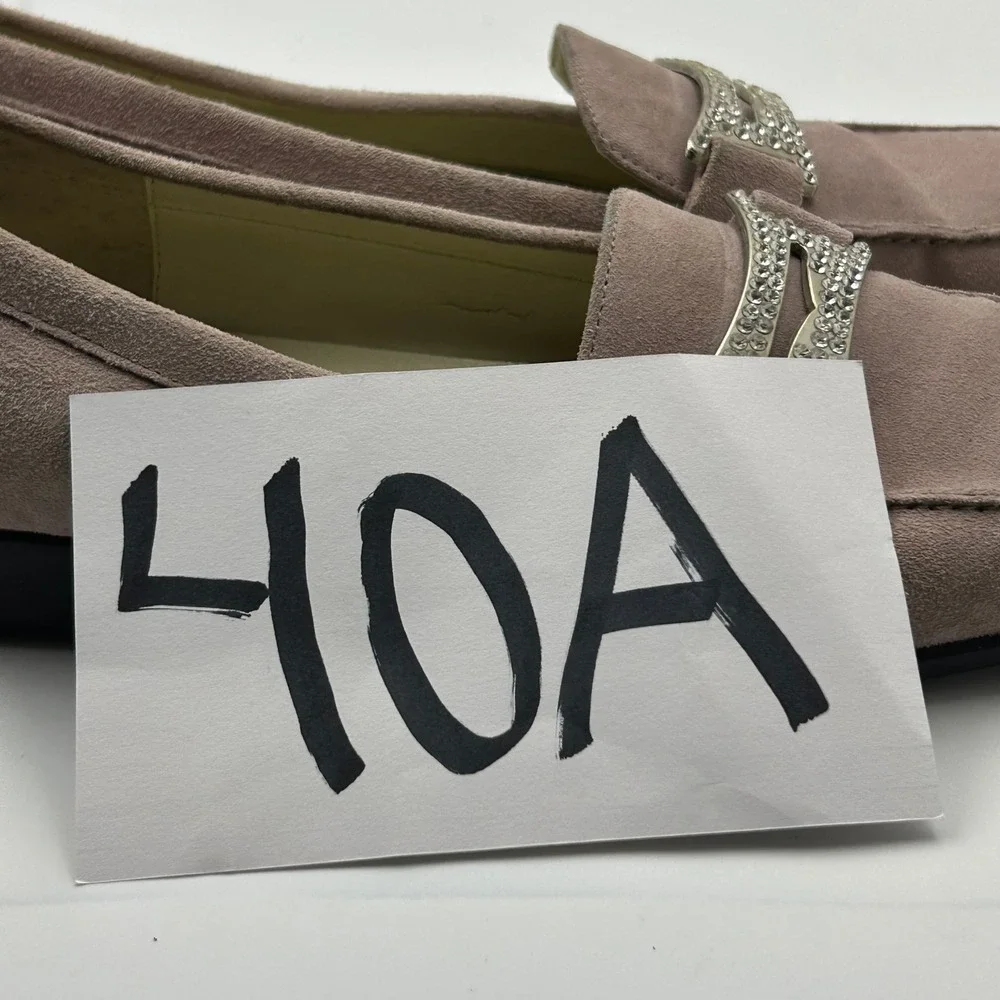 Daisy Fuentes Jenna Loafers Women 8 Lavender Suede Rhinestone Buckle Career Chic